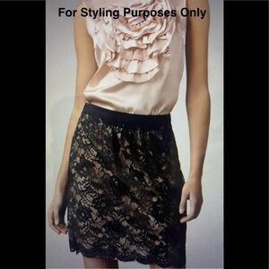 Trina Turk Lace Skirt | Black + Nude | Size 6 | Romantic Vibes